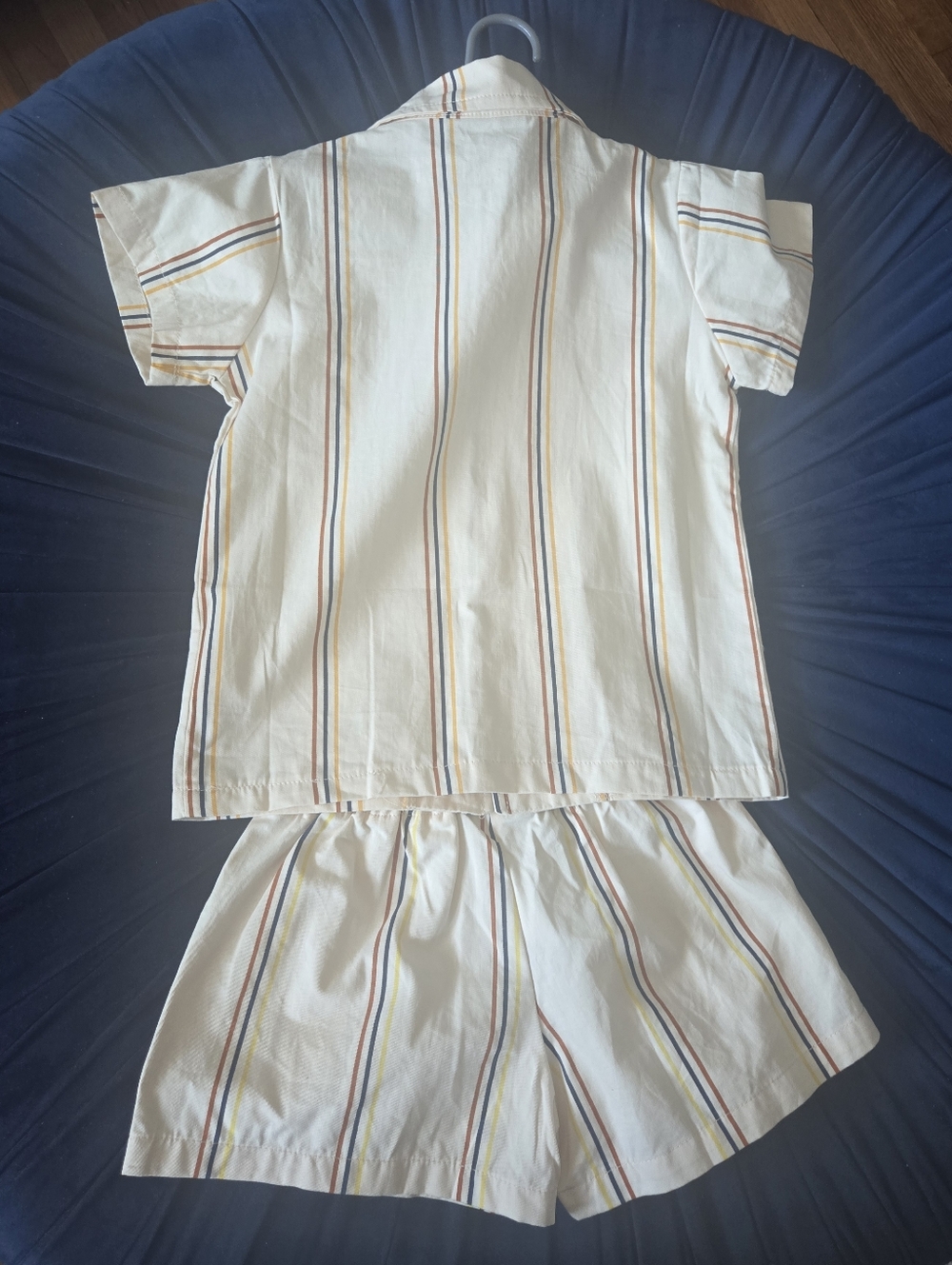 NWT Mini Rodini Organic Cotton And Boys Short Set - Cream Striped Shirt & Shorts - Picture 3 of 4